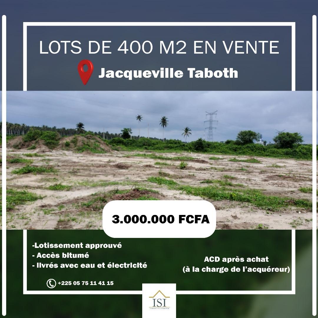 Lots de 400 M2 à Jacqueville Taboth