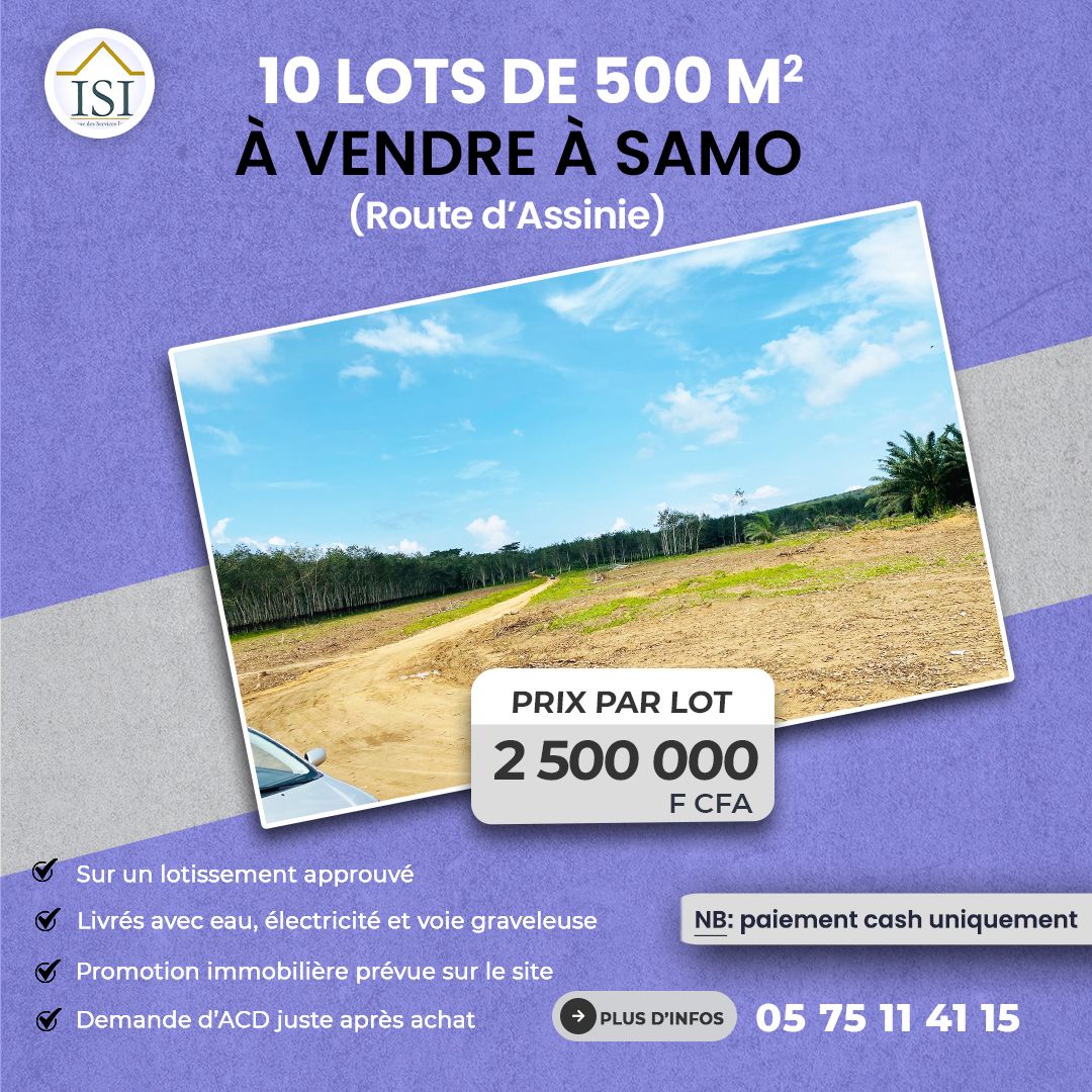 10 lots de 500 M² à SAMO
